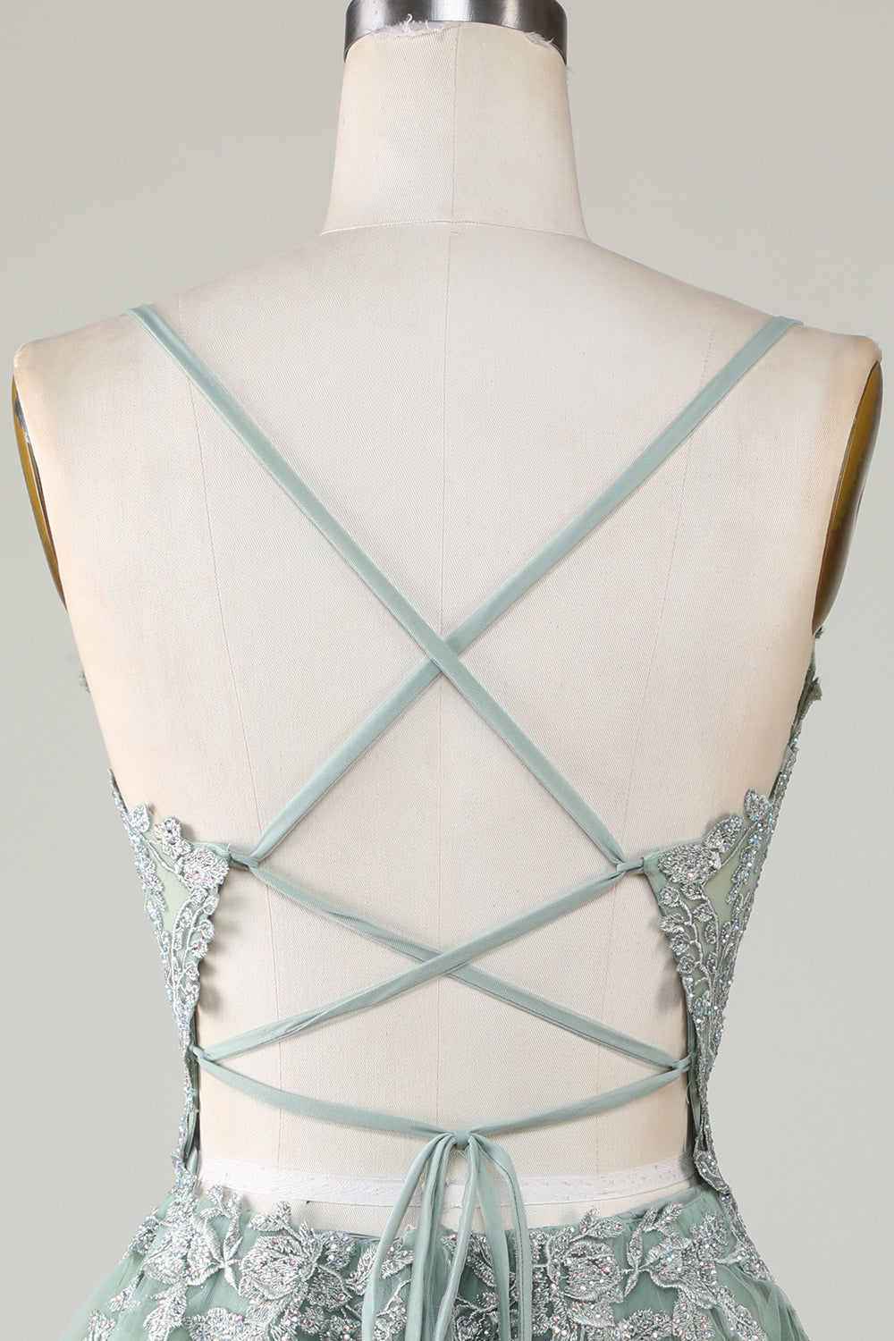 Stylish A Line Spaghetti Straps Green Short Cocktail Dress with Appliques