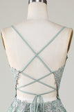 Stylish A Line Spaghetti Straps Green Short Cocktail Dress with Appliques