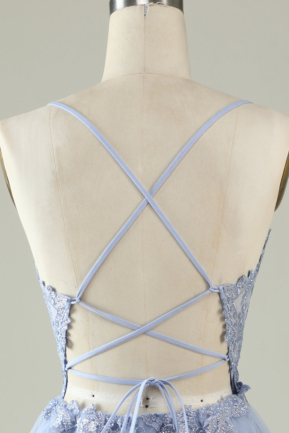 A Line Spaghetti Straps Light Purple Short Cocktail Dress with Appliques