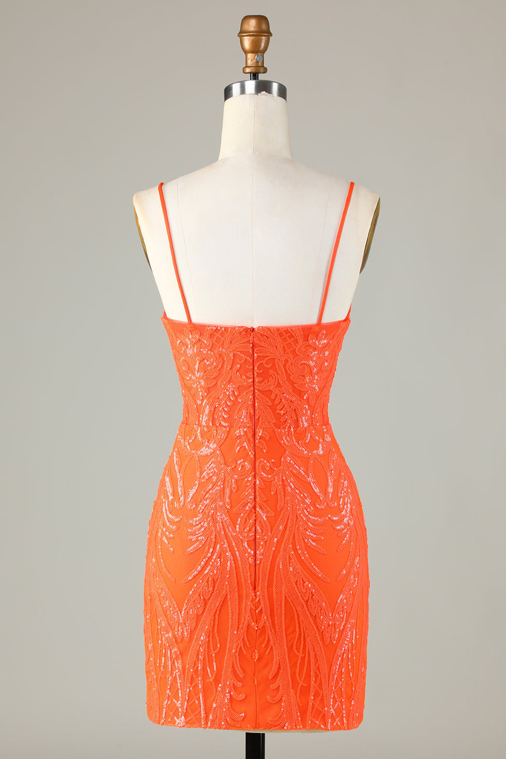 Sparkly Sequins Tight Orange Short Ball Dress