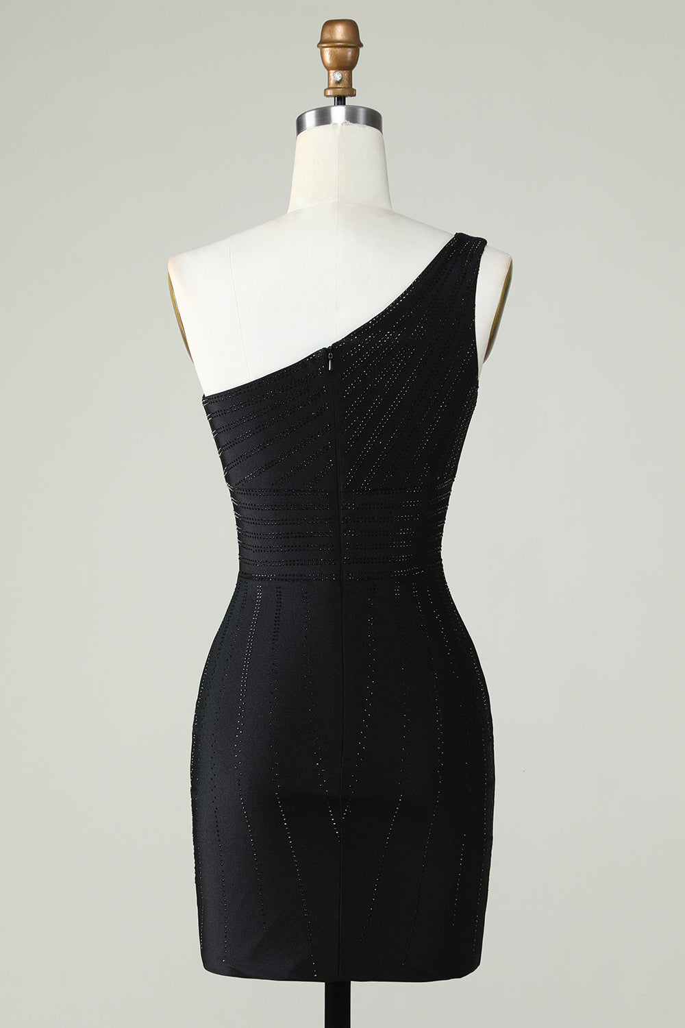 Sheath One Shoulder Dark Green Short Cocktail Dress with Beading
