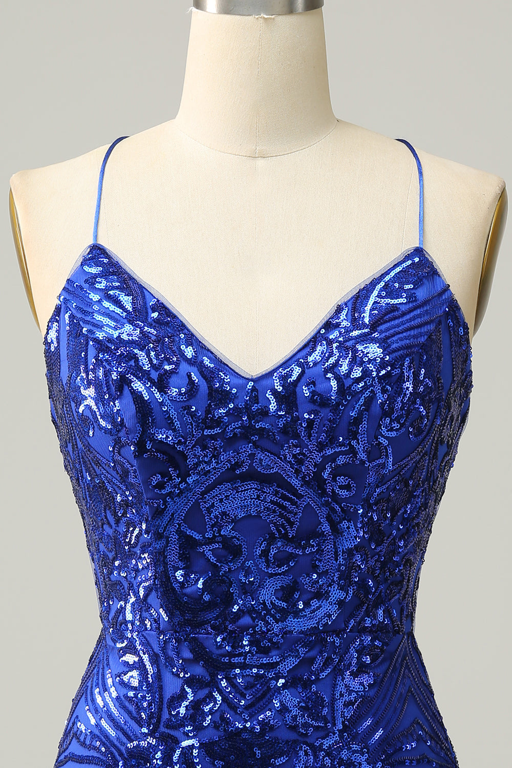 Sheath Spaghetti Straps Fuchsia Sequins Short Cocktail Dress
