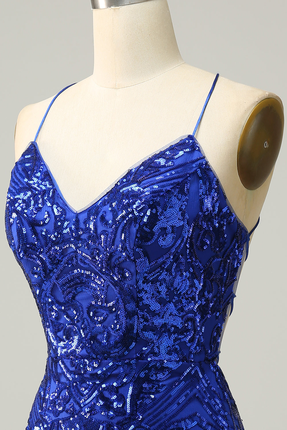 Sheath Spaghetti Straps Fuchsia Sequins Short Cocktail Dress
