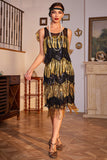 Golden Fringes Flapper Great Gatsby Dress with Sequins