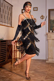 Champagne Sequins Midi 1920s Dress with Fringes