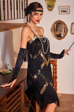 Champagne Sequins Midi 1920s Dress with Fringes