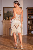 Champagne Sequins Midi 1920s Dress with Fringes