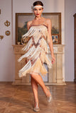 Champagne Sequins Midi 1920s Dress with Fringes