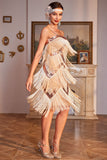 Champagne Sequins Midi 1920s Dress with Fringes