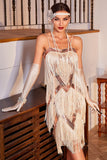 Champagne Sequins Midi 1920s Dress with Fringes