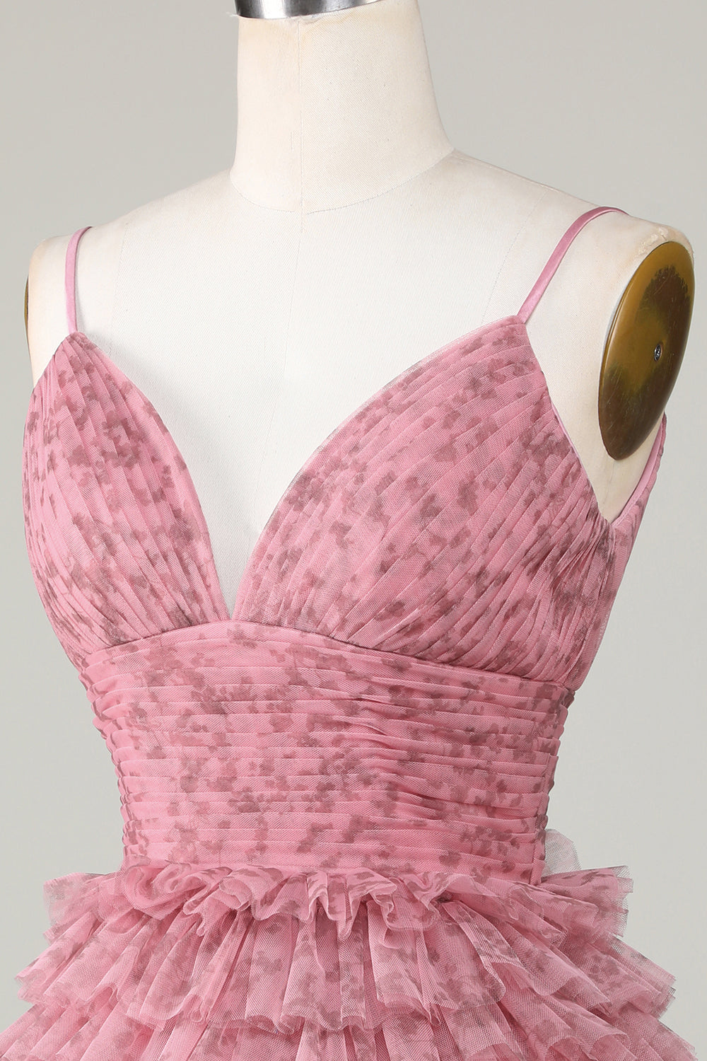 Cute A Line Spaghetti Straps Blush Cocktail Dress with Ruffles