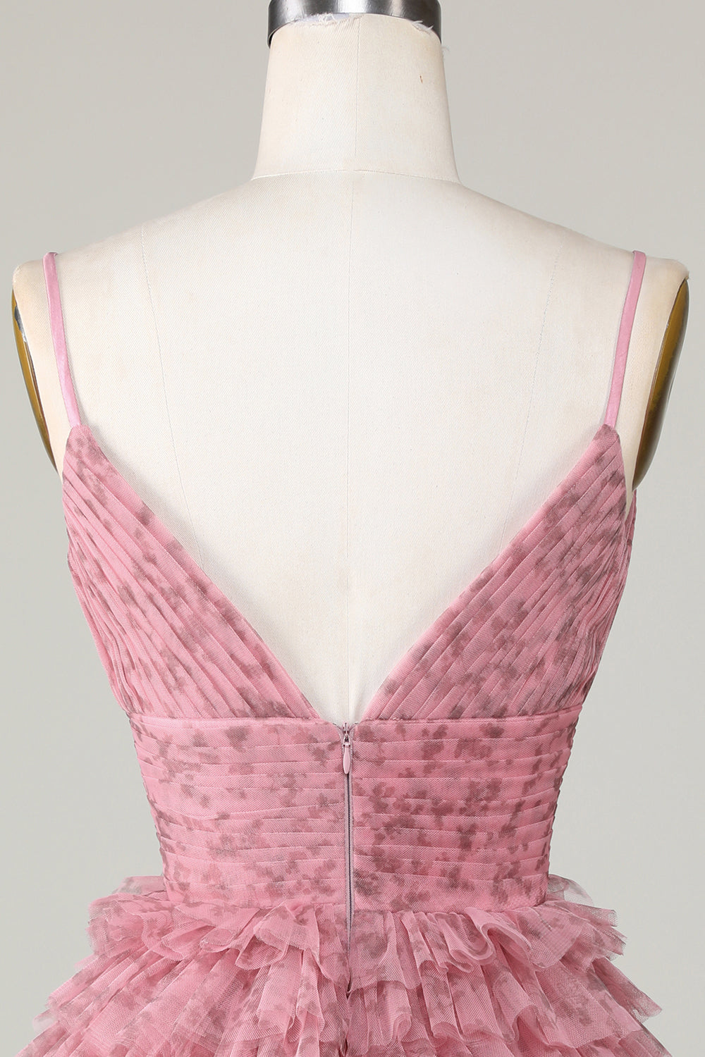 Cute A Line Spaghetti Straps Blush Cocktail Dress with Ruffles