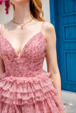 Blush A Line Spaghetti Straps Cocktail Dress with Ruffles