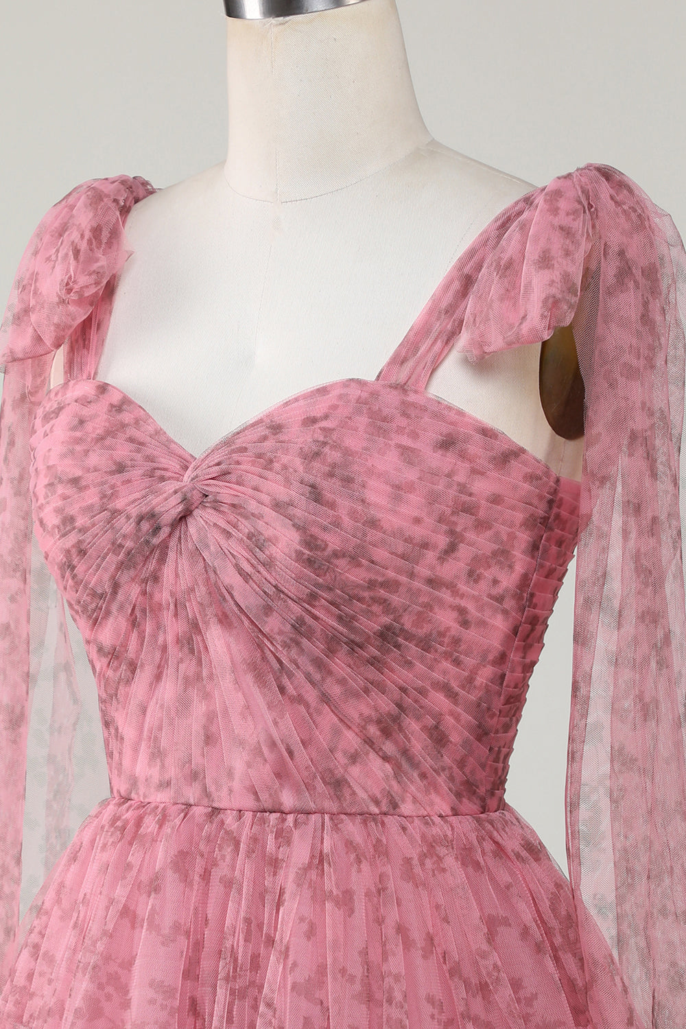 Blush Printed A-Line Short Tulle Cocktail Dress