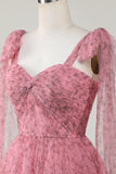 Blush Printed A-Line Short Tulle Cocktail Dress