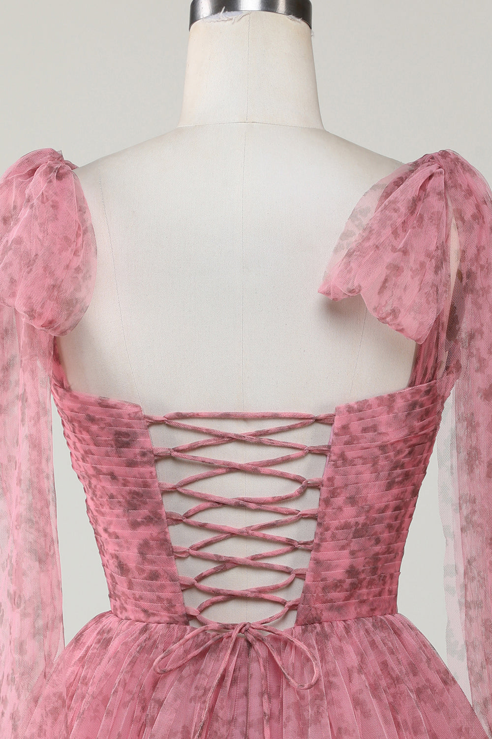 Blush Printed A-Line Short Tulle Cocktail Dress