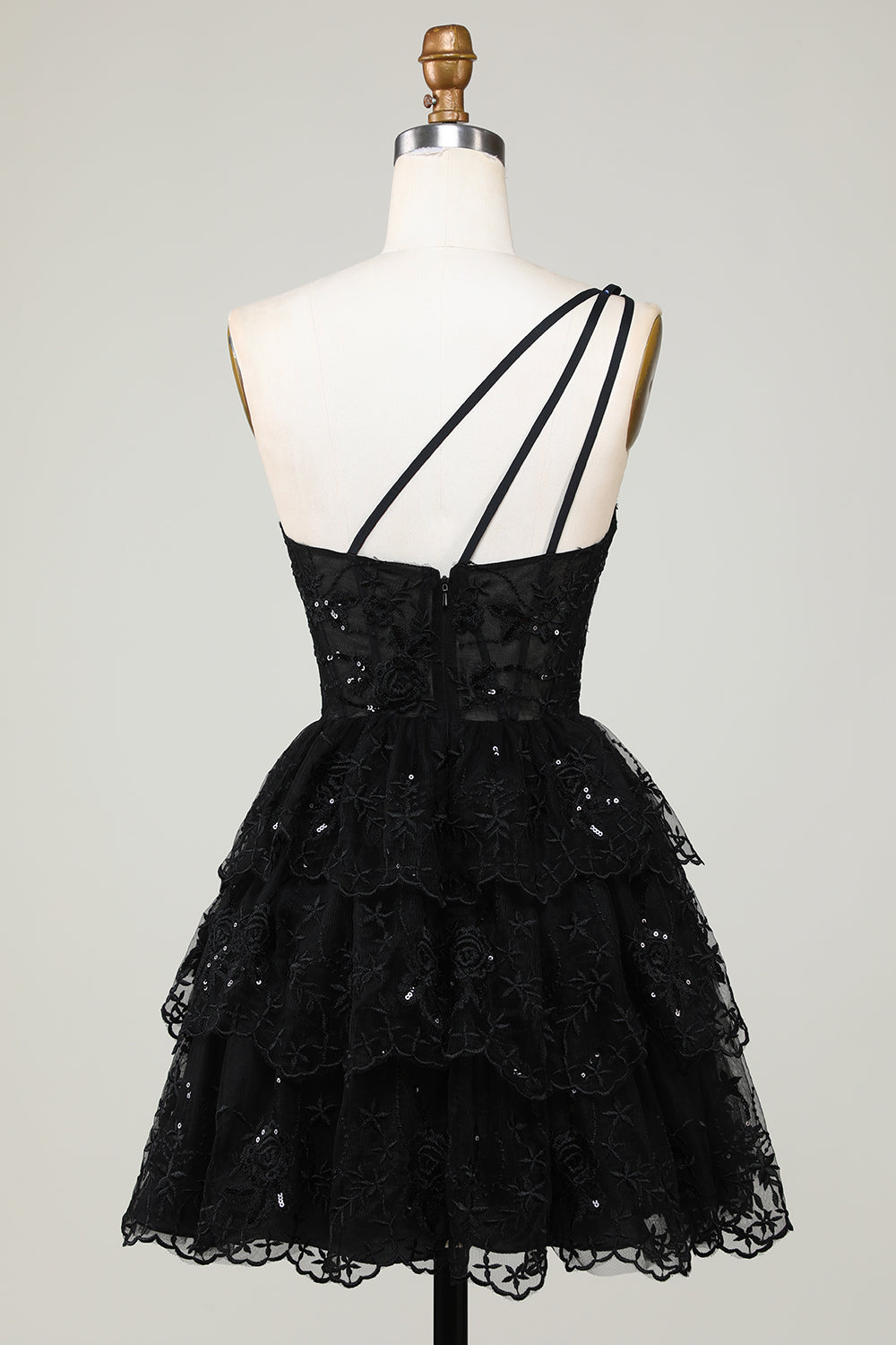 Gorgeous Black One Shoulder Cocktail Dress With Appliques