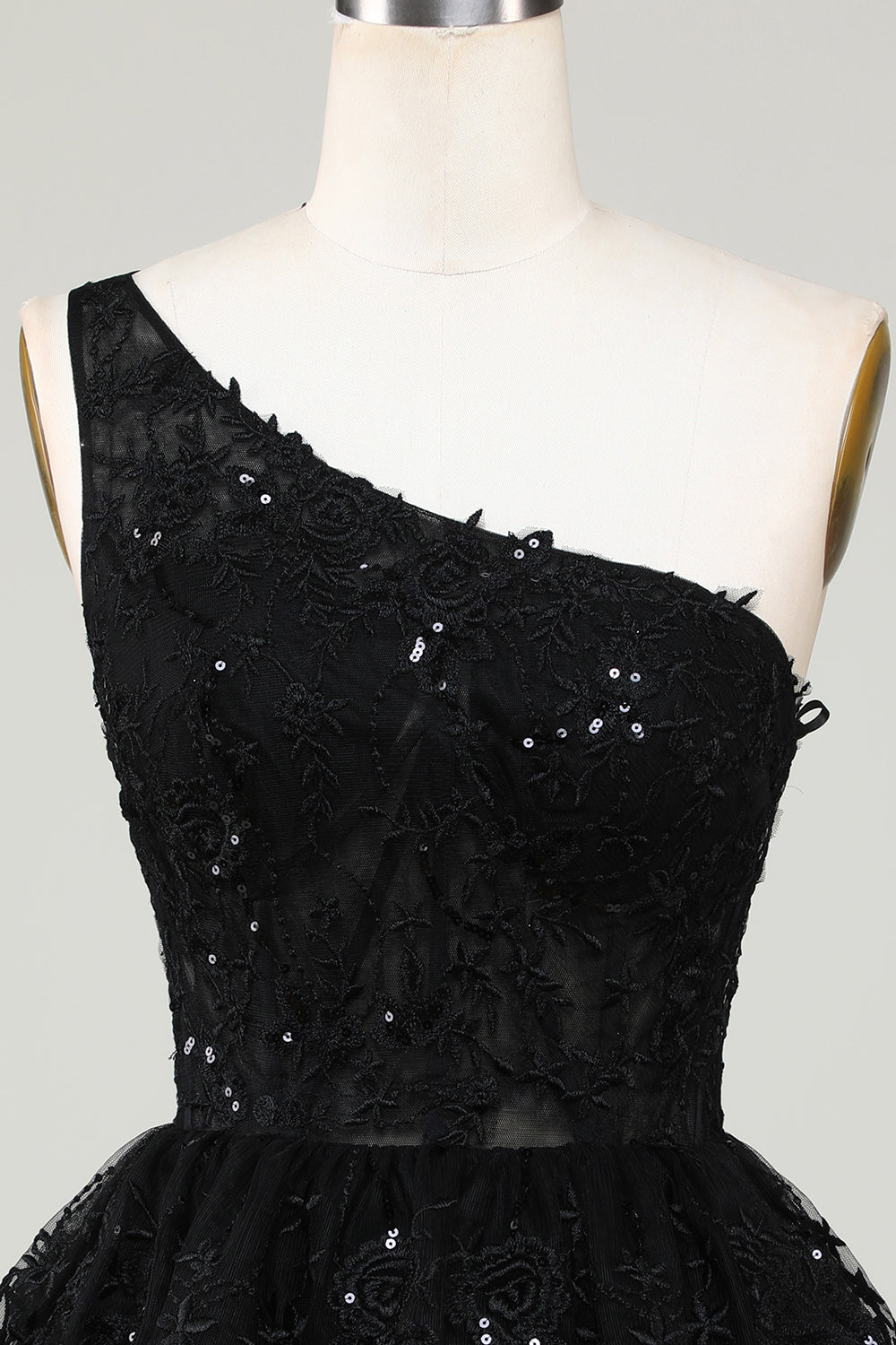 Gorgeous Black One Shoulder Cocktail Dress With Appliques
