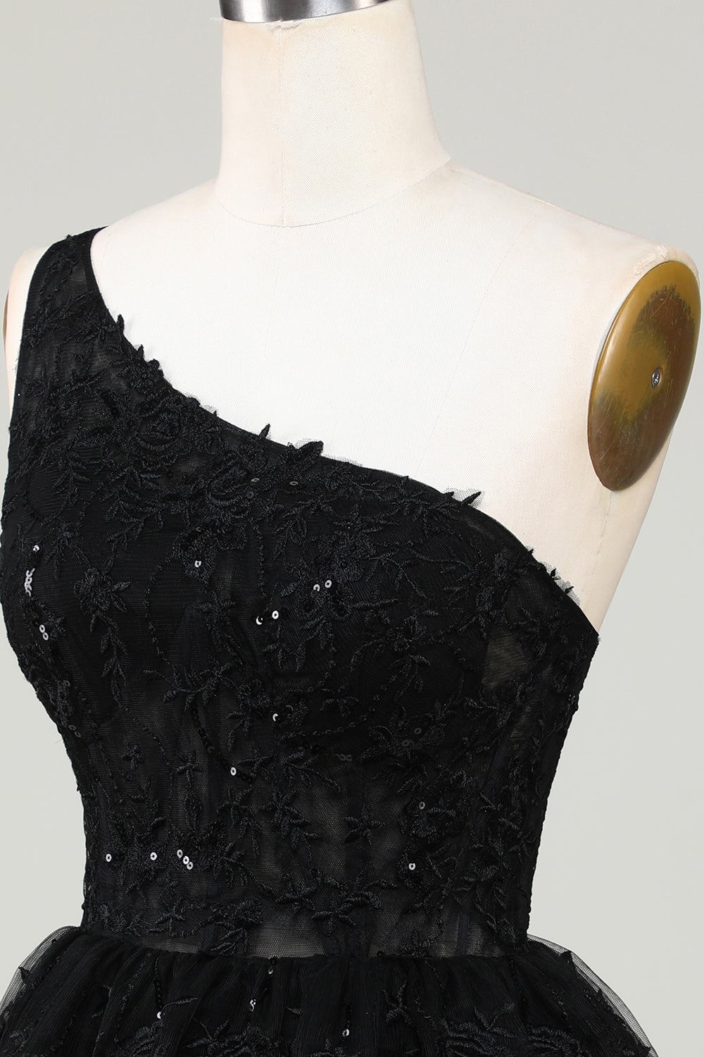 Gorgeous Black One Shoulder Cocktail Dress With Appliques