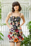 Black Spaghetti Straps Sheath Cocktail Dress with 3D Flowers