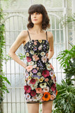 Black Spaghetti Straps Sheath Cocktail Dress with 3D Flowers