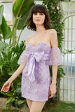 Sweetheart Purple Short Cocktail Dress with Appliques