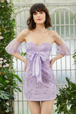 Sweetheart Purple Short Cocktail Dress with Appliques