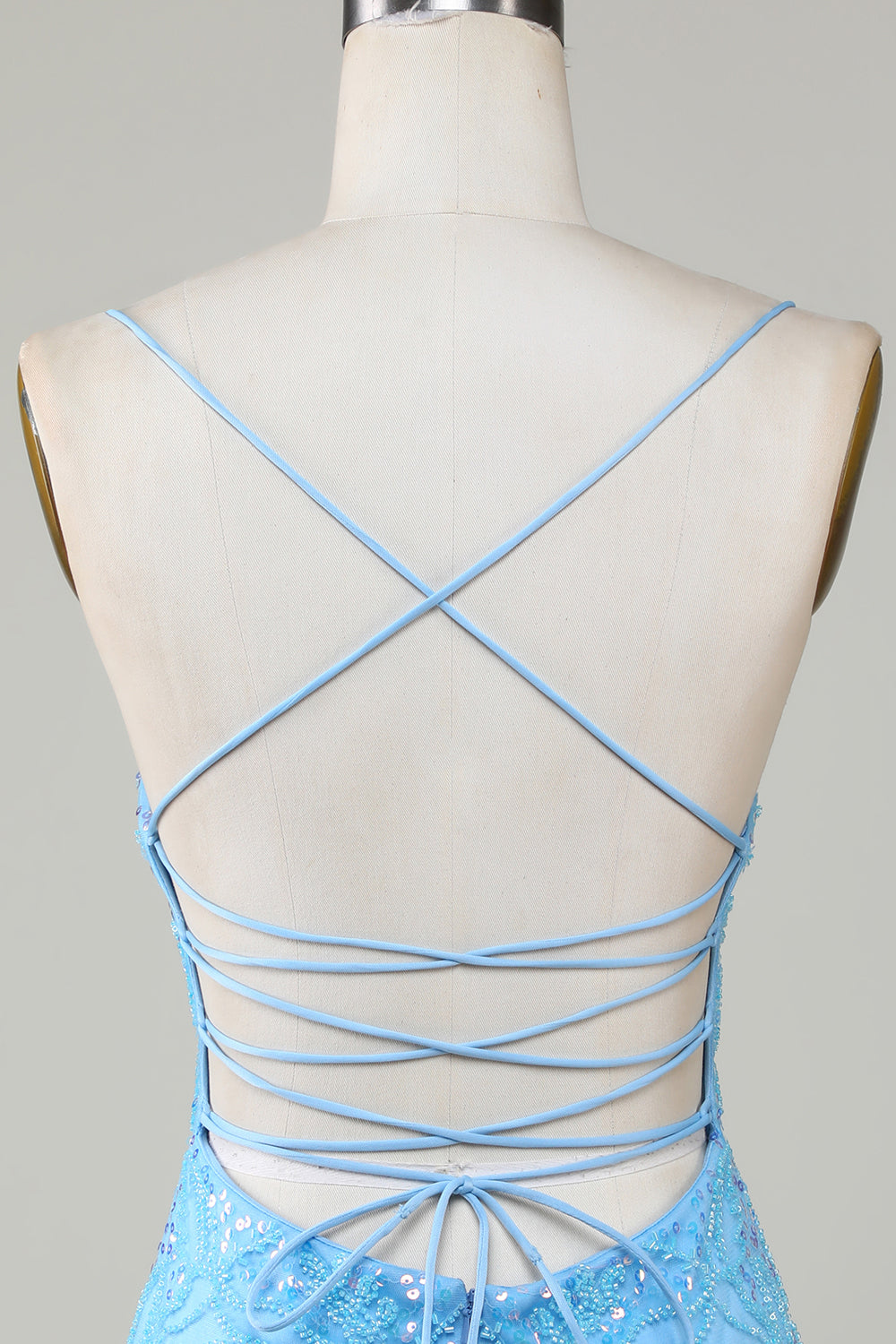 Sparkly Blue Beaded Tight Short Cocktail Dress