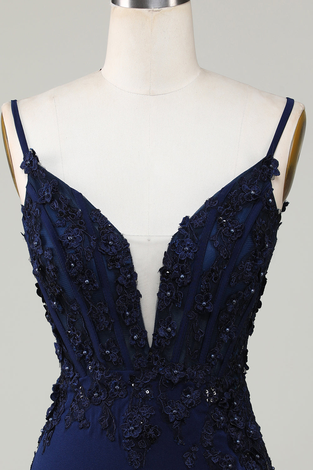 Sparkly Navy Corset Tight Short Cocktail Dress with Lace