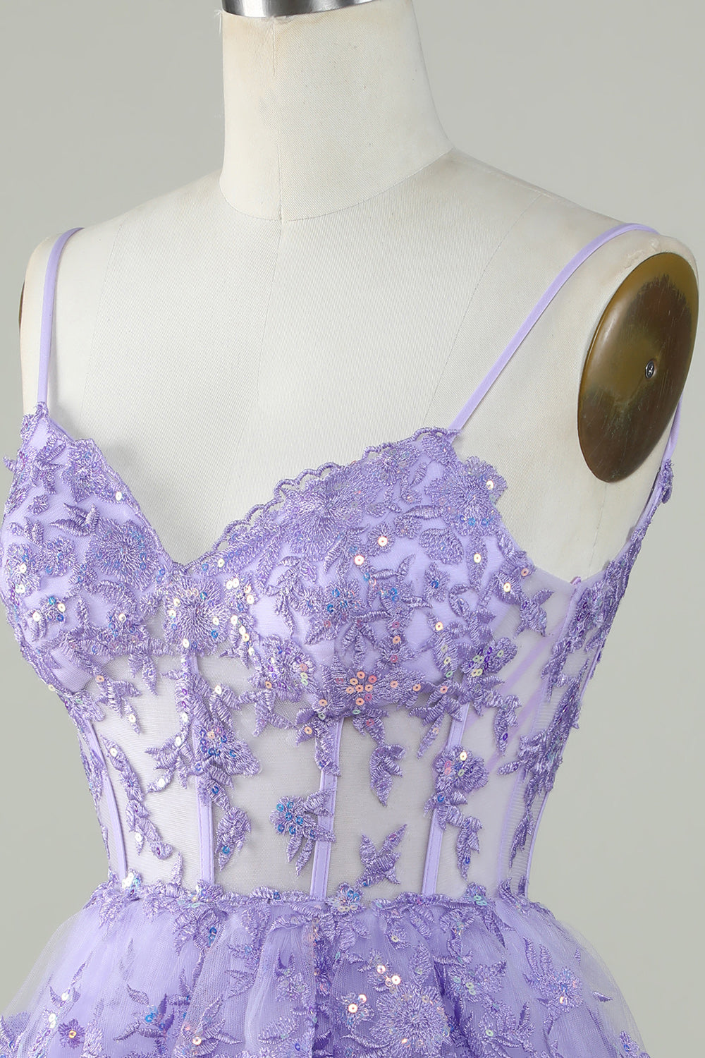 Cute A Line Spaghetti Straps Dark Blue Sparkly Corset Cocktail Dress