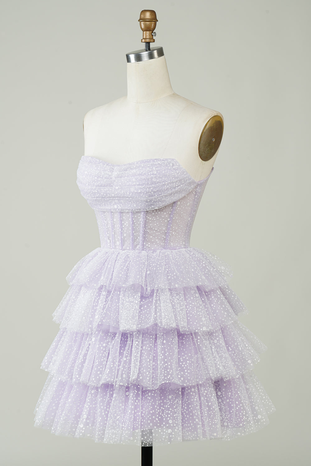 Sparkly Purple Corset Tiered Cute Short Ball Dress