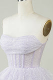 Sparkly Purple Corset Tiered Cute Short Ball Dress