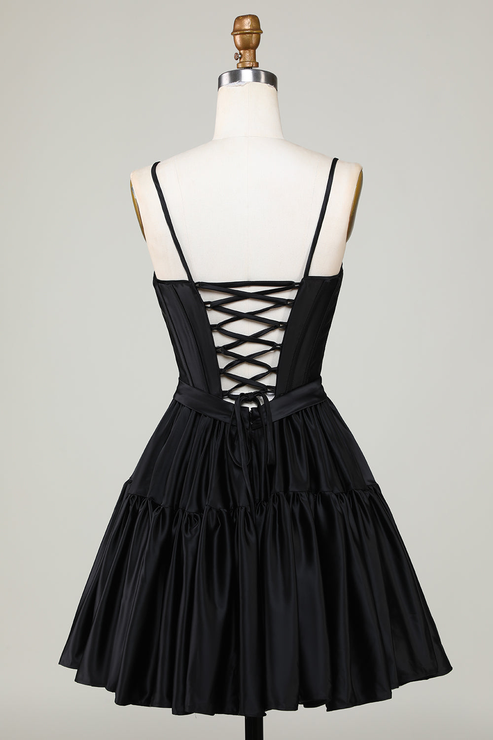 Trendy A-Line Spaghetti Straps Black Short Cocktail Dress