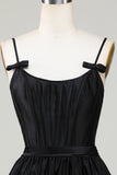 Trendy A-Line Spaghetti Straps Black Short Cocktail Dress