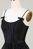 Trendy A-Line Spaghetti Straps Black Short Cocktail Dress