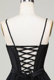 Trendy A-Line Spaghetti Straps Black Short Cocktail Dress