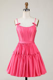 Trendy A-Line Spaghetti Straps Black Short Cocktail Dress