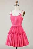 Trendy A-Line Spaghetti Straps Black Short Cocktail Dress