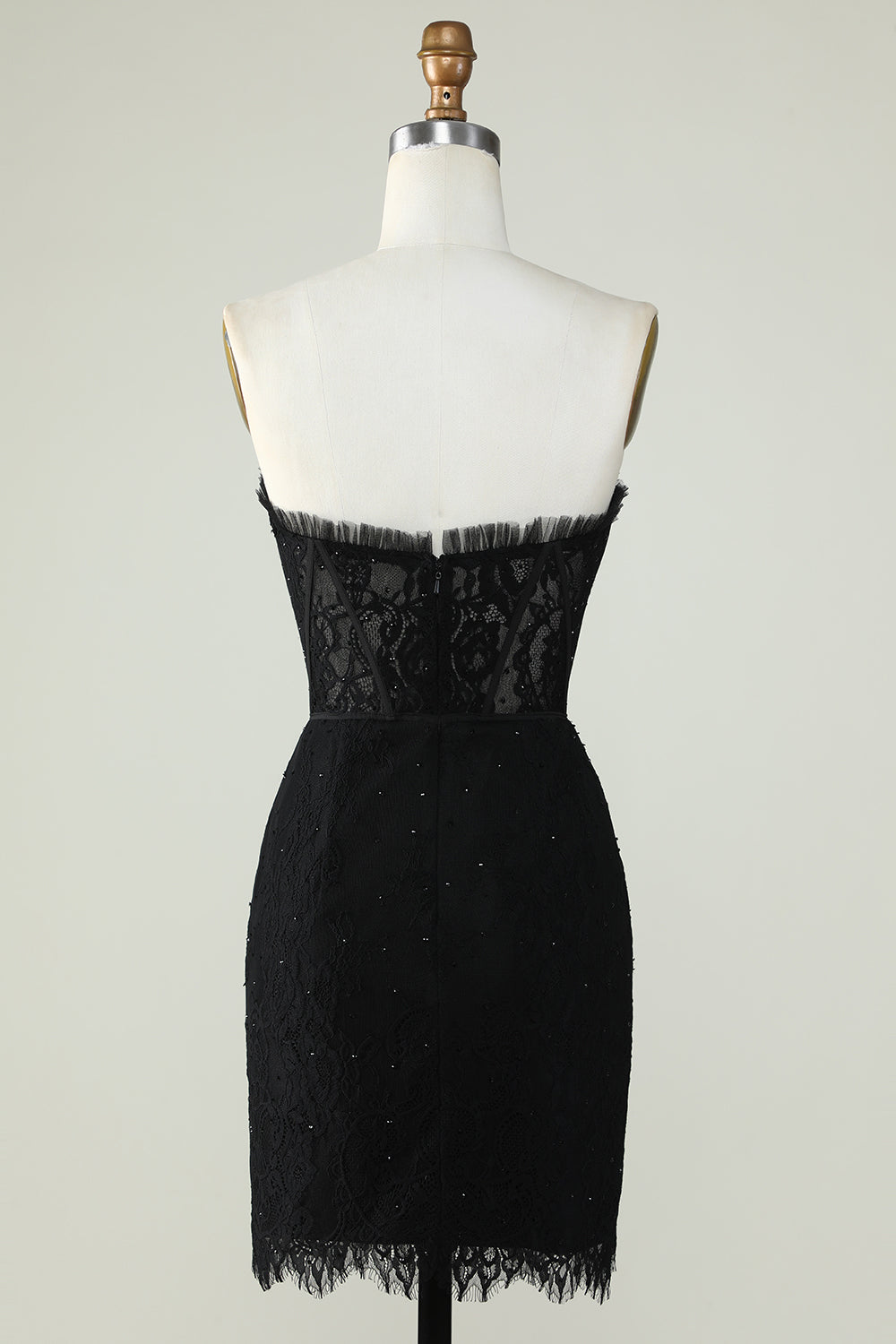 Bodycon Strapless Black Short Cocktail Dress with Beading