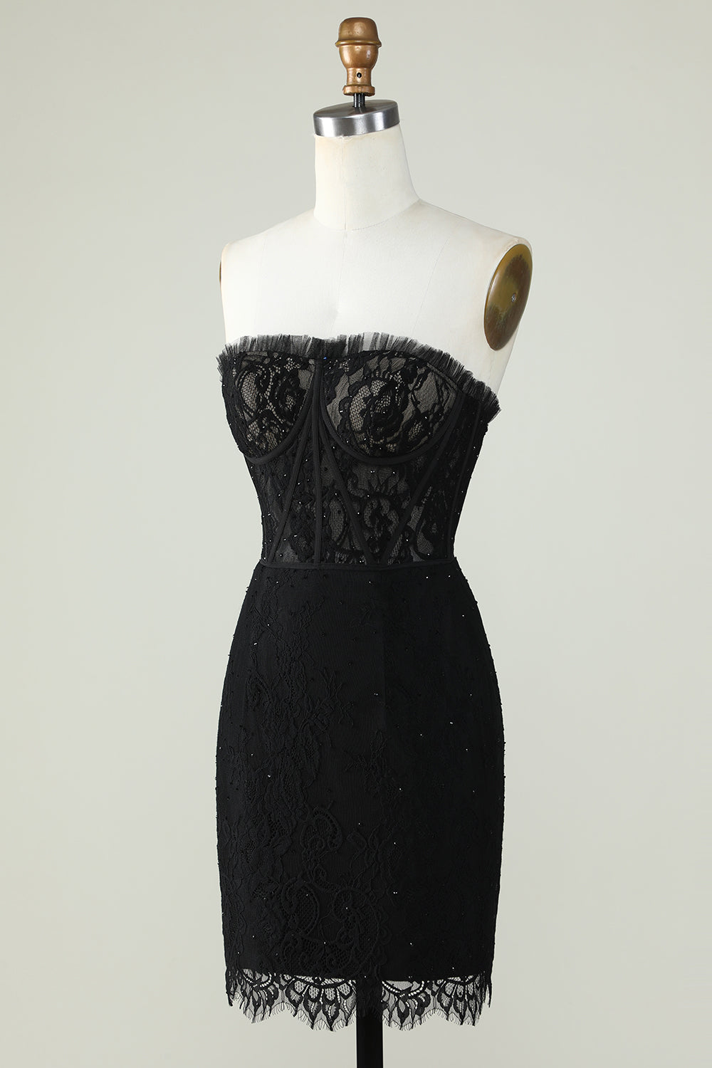 Bodycon Strapless Black Short Cocktail Dress with Beading