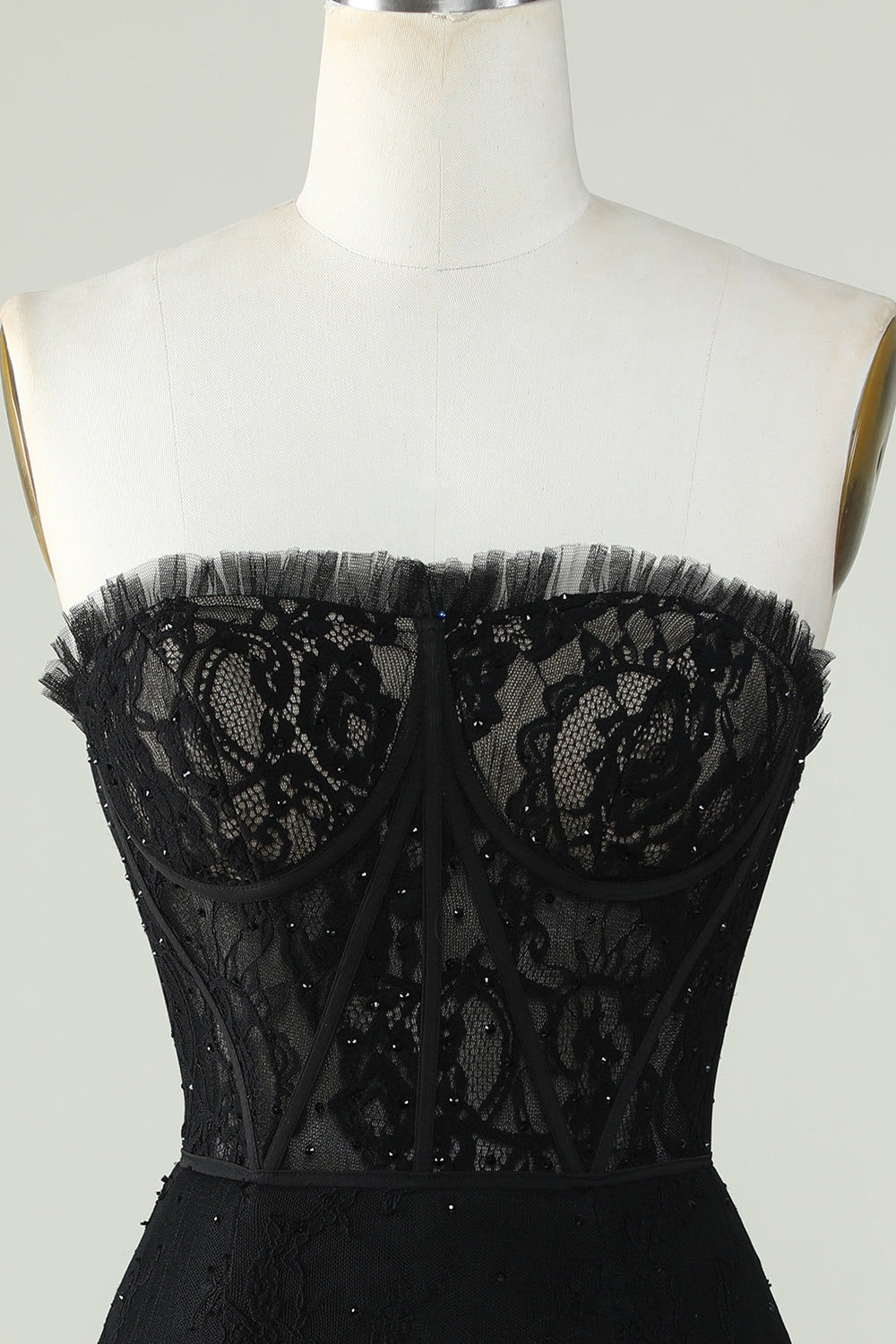 Bodycon Strapless Black Short Cocktail Dress with Beading