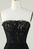 Bodycon Strapless Black Short Cocktail Dress with Beading