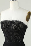 Bodycon Strapless Black Short Cocktail Dress with Beading