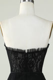 Bodycon Strapless Black Short Cocktail Dress with Beading