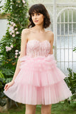 A-Line Sweetheart Pink Short Cocktail Dress