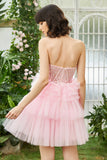 A-Line Sweetheart Pink Short Cocktail Dress