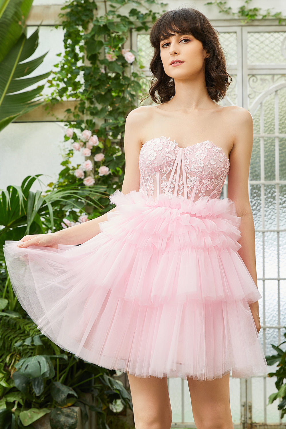 A-Line Sweetheart Pink Short Cocktail Dress