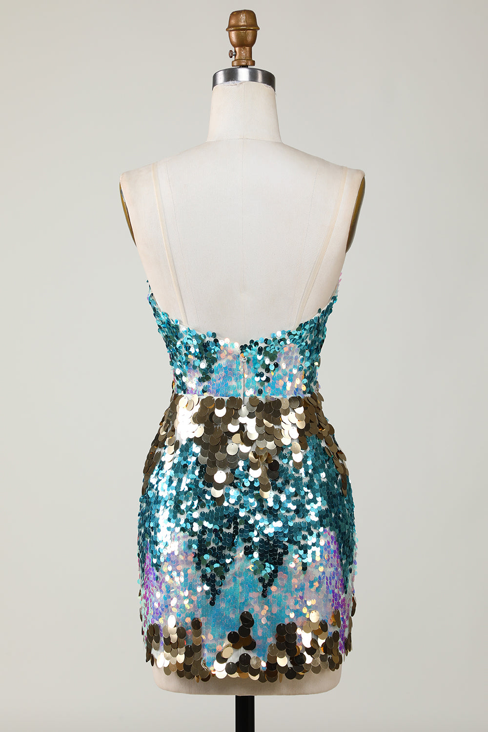 Sparkly Blue Sequined Tight Short Cocktail Dress