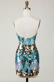 Sparkly Blue Sequined Tight Short Cocktail Dress