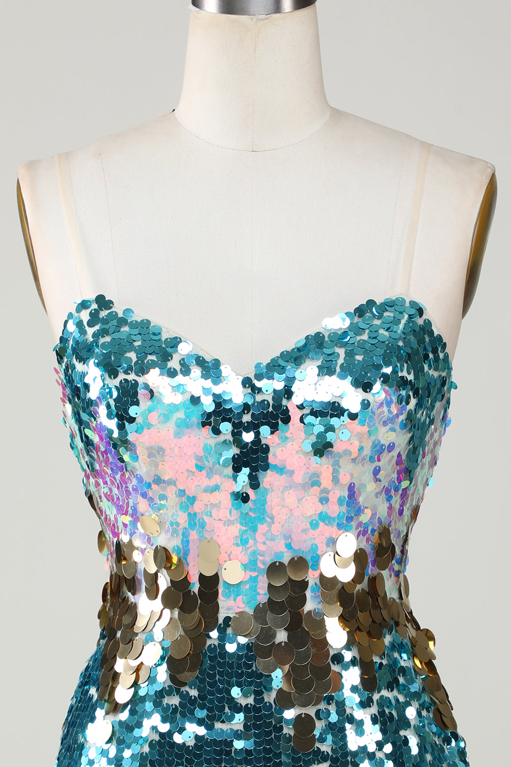 Sparkly Blue Sequined Tight Short Cocktail Dress